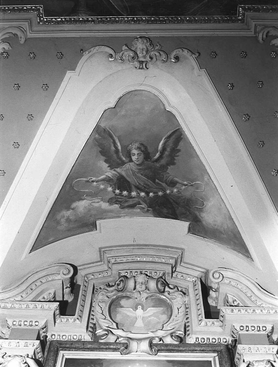 Angelo in gloria con nastro di stelle - Villa di Tirano, Sondrio